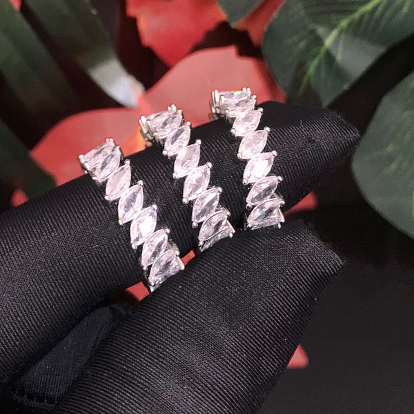 

100% 925 sterling silver ring paved marquise cubic zircon stone for women lady engagement wedding rings jewelry wholesale, Slivery;golden