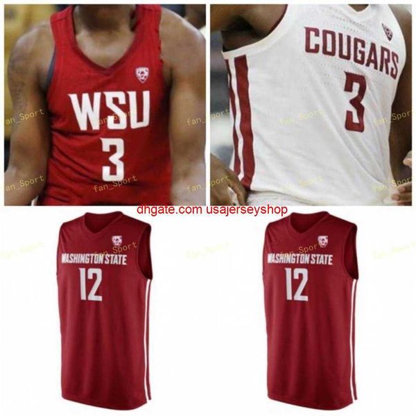 

custom ncaa college washington state cougars basketball jersey 1 jervae robinson 25 arinze chidom 32 davante cooper 43 drick bernstine custo, Black