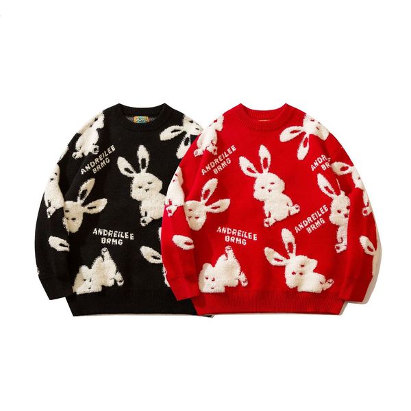 

men's sweaters men knit pull homme male knitted pullover jumper harajuku casual streetwear year women couple 230105, White;black
