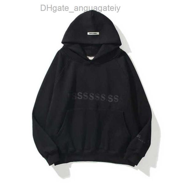 

essentials men's jackets luxury sweatshirts ess hoodies men women chest letter pullover loose hooded sweatshirt sweater casual hoodie, Black