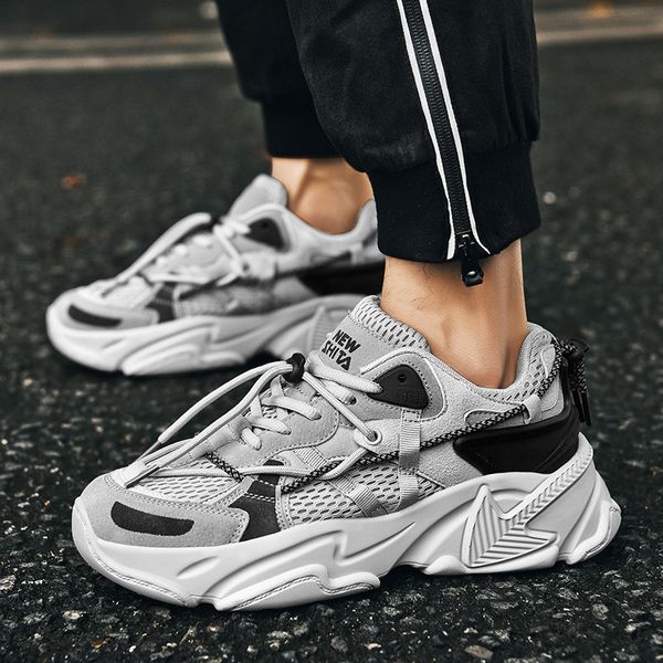 

dress shoes summer running men couple y sneaker women breathable mesh sports thick sole walking zapatillas hombre 230105, Black