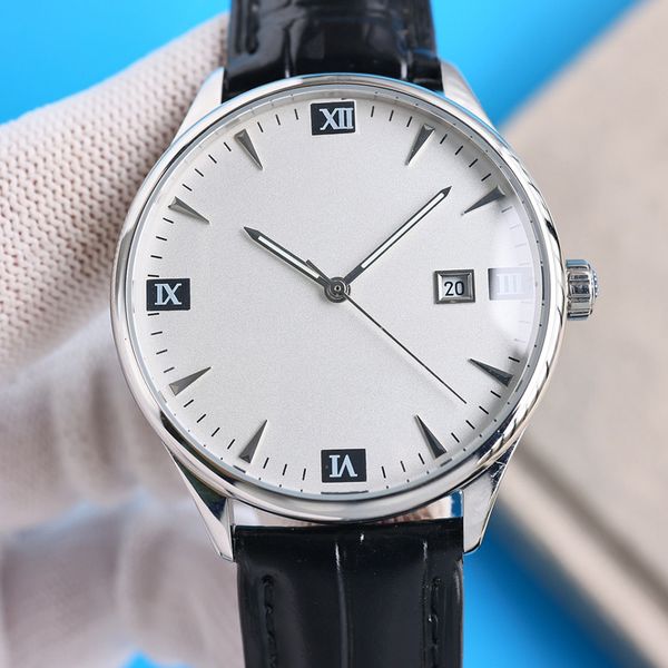 

watch mens watch automatic mechanical leather strap watches fashion wristwatch design montre de luxe 40mm, Slivery;brown