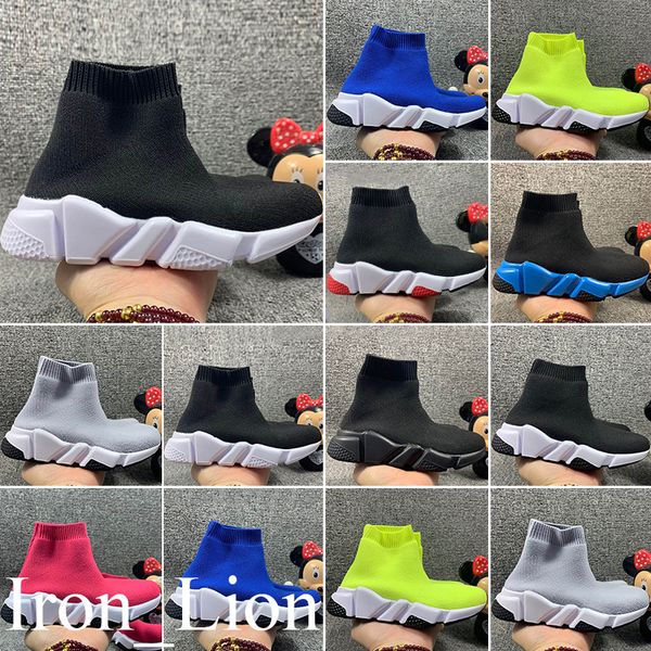 

kids fashion ankle boots speed stretch mesh high chaussure trainer running shoes knit sock mid-trainer sneakers 28-35, Black