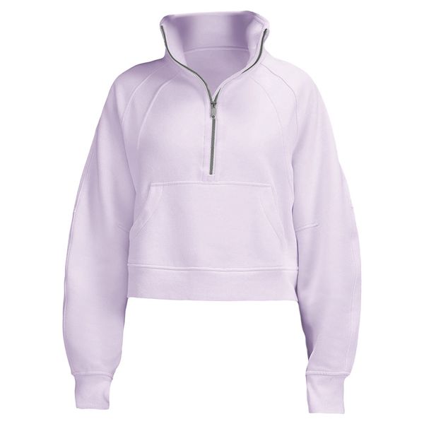 

lulule yoga hoodie scuba lululemens womens autumn and winter plus velvet thickening jackets hoodys sports half zipper terry designer sweater, Gray
