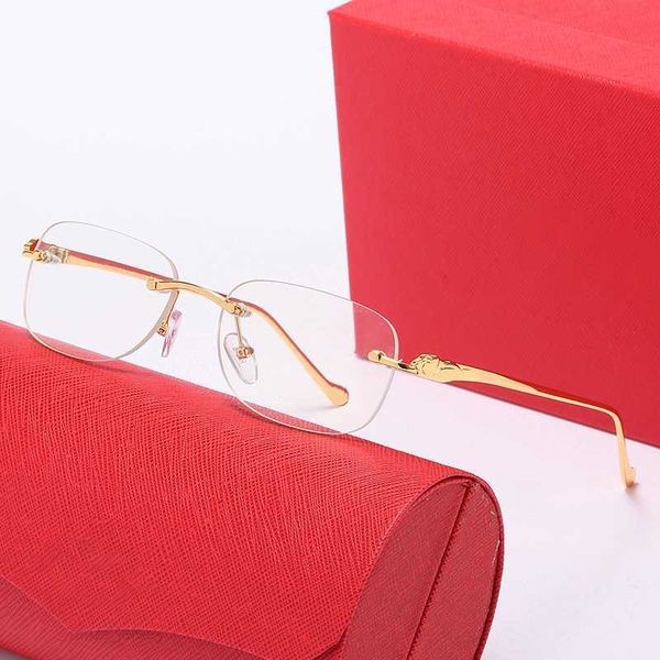 

leopard frameless sunglasses designer multiple styles men fashion trend street shooting sunglasses women personality business metal legs goo, Black