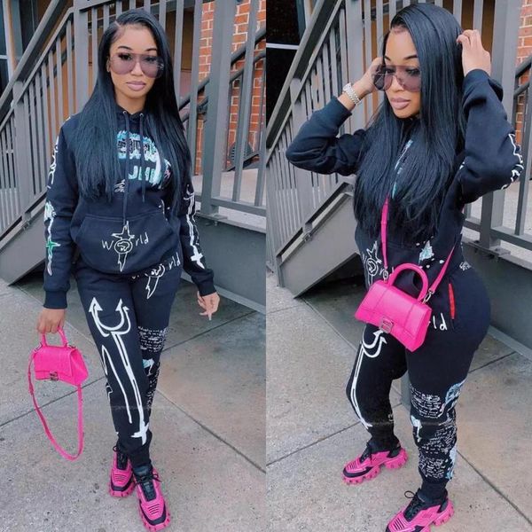 

women's two piece pants activewear sportsuit women streetwear tracksuits hip hop casual pieces set hoodie sweatshirt and sweatpants mat, White