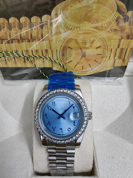 

with original box luxury wristwatch 218238 218206 218235 41mm diamond bezel arabic dial stainless steel bracelet automatic mens wristwatch m, Slivery;brown
