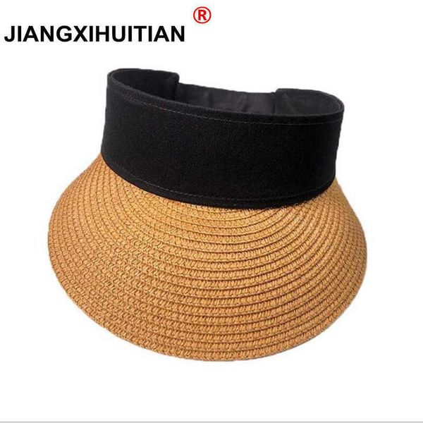 

stingy hats 2018 spring summer new big wide brim straw sun visors hat women/gilr fashion beach empty caps 4 solid colors 0103, Blue;gray