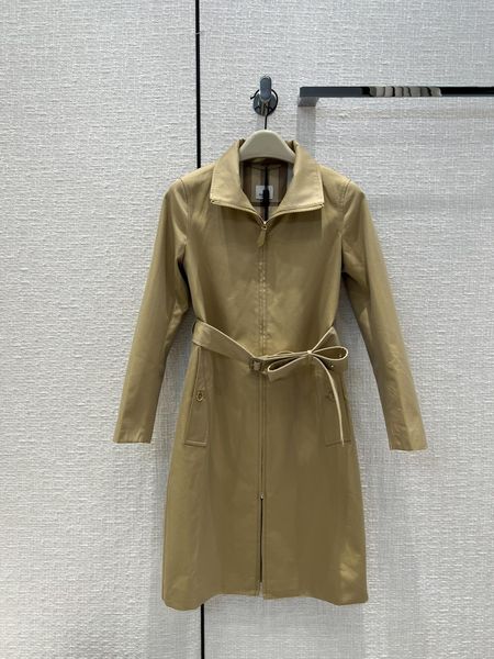 

women's outerwear & coatswaistband stand collar zipper design lightweight trench coat, Black;brown