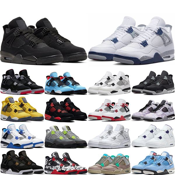 

original basketball shoes 4s men women 4 midnight navy black cat military black neon white oreo university blue cactus jack sail cool grey s