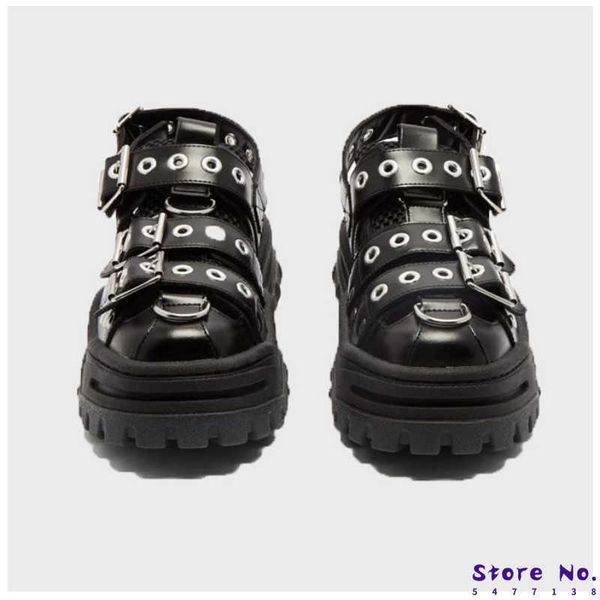 

boots 2020 summer women's sandals platform girls shoes ins sponge cake old rivets baotou trekking flats g3-100 221215, Black