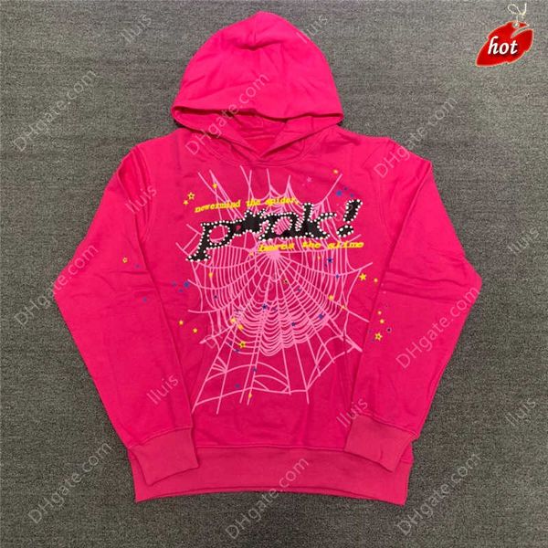 

fw2023 sp5der angel hoodies hip hop men women 1 1 number puff foam printing spider web pullover sweatshirts, Black