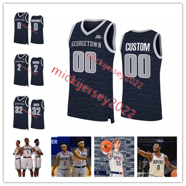 

jersey basketball georgetown custom hoyas stitched mens youth dante harris qudus wahab denver anglin d'ante bass brandon murray georget, Black
