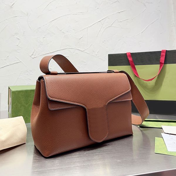 

flap messenger bag women shoulder purse genuine leather crossbody bags fashion handbag cowhide material double letter withholding gold hardw