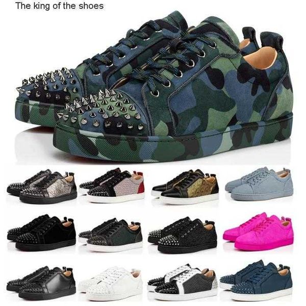 

2023classic women mens loafers christians red-bottoms casual shoes luxury designer shoes suede patent genuine leather camo black white spike