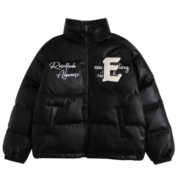 

men's jackets hip hop streetwear padded men harajuku letter embroidery parka cotton winter outwear warm windbreaker black 230105, Black;brown
