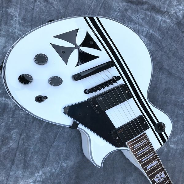 

white personality shell inlaid with six string electric guitar high-end pickup