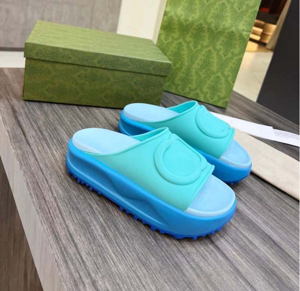 

slippers slipper luxury designer sandal lady slides platform wedge rainbows summer slippers for women men ladies brands dearfoam rubber beac, Black