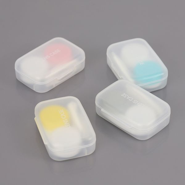 

random color fashion transparent pocket plastic contact lens case travel kit easy take container holder