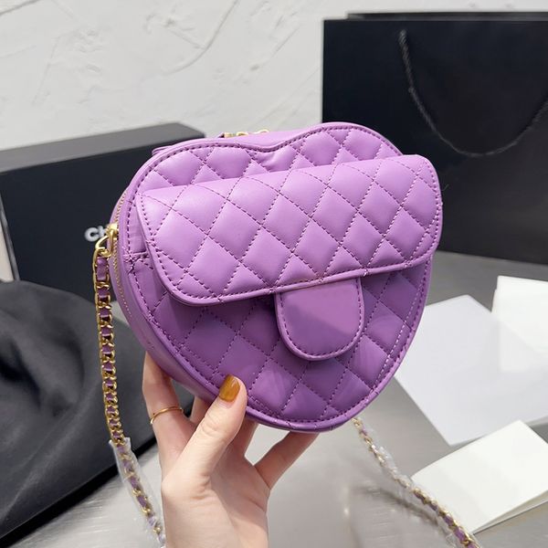 

bag designer luxury brand shoulder women chain crossbody messenger tote bags leather love shape handbags purses multiple colors