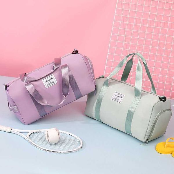 

solid color large capacity travel bag female dry wet separation exercise yoga