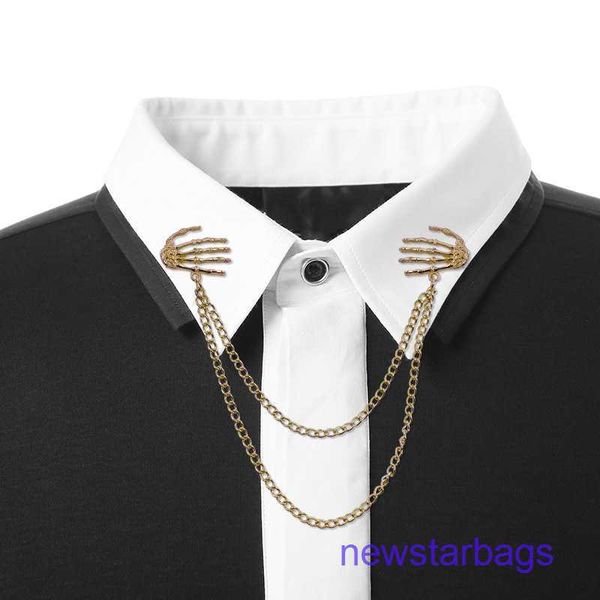 

factory outlet wholesale brooches fashion jewelry fashion creative skull palm tassel brooch personality alloy ghost claw collar pin clothing, Gray