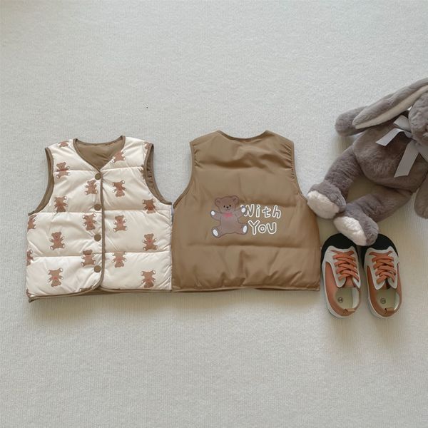 

waistcoat winter children s white duck down vest baby s double sided cartoon warm coat boys kids coats 230106, Camo