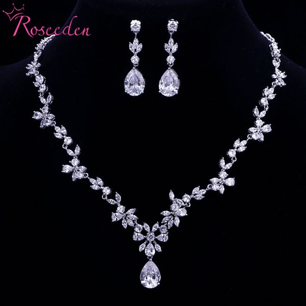 

earrings necklace elegant cz crystal silver color drop wedding party jewelry sets for women re4408 230105