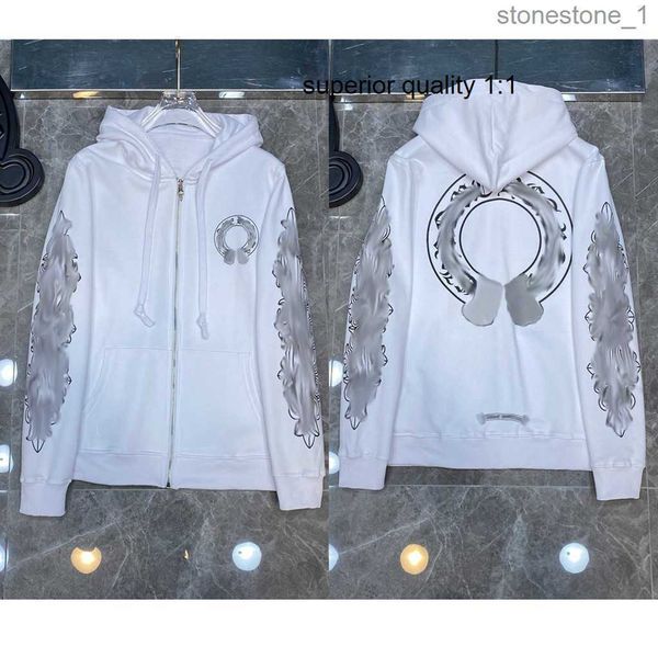 

men's jackets luxury classic mens heart sweatshirts fashion designer chromes hoodies ch sanskrit sweater zipper hooded cross pullover3, Black