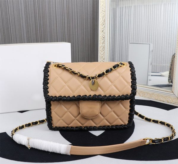 

new black woven shoulder bags brand luxury bag designer handbag women crossbody bag premium sheepskin material clamshell purse chain winter
