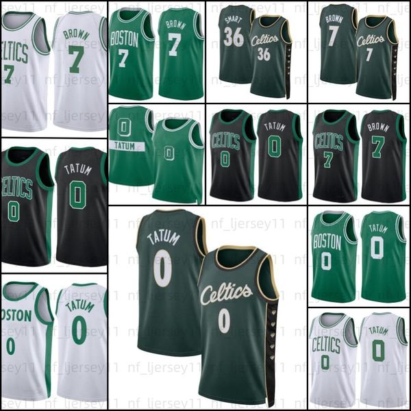 

jayson tatum basketball jersey larry bird bostons celtices jaylen brown jerseys 33 0 36 7 marcus smart 2022 2023 mens green white black, Black;red