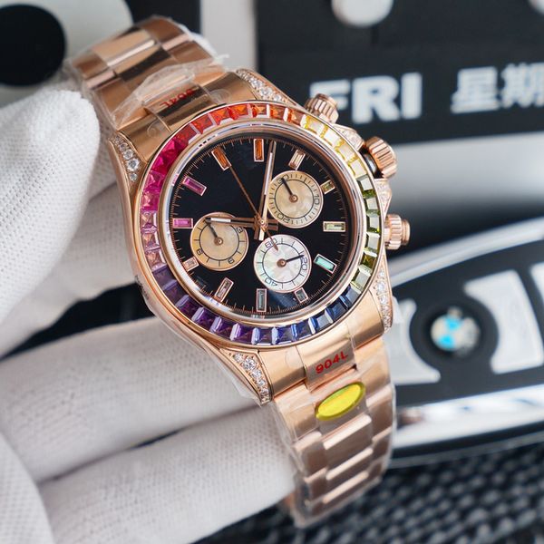 

rinbow diamond mens watches automatic mechanical watch 40mm sapphire fashion business wristwatches montre de luxe, Slivery;brown