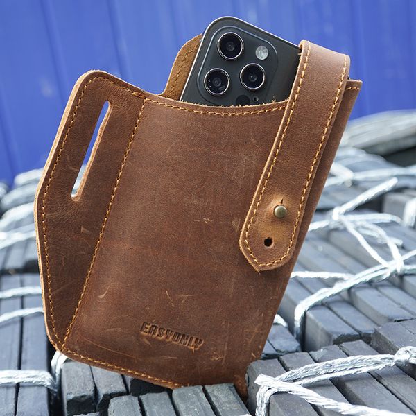 

waist bags fanny bag men genuine leather belt bum leg hip packs for 675inch cell phone cigarette lighter box case outdoor pouch 230106
