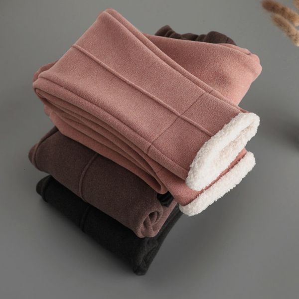 

leggings tights winter girls pants fashion slim children thick warm trousers with fleece elastic waist w837 230106, Blue