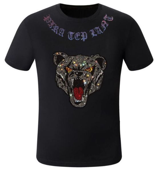 

borunke brand men's designer rhinestone t shirt men's solid color male, White;black