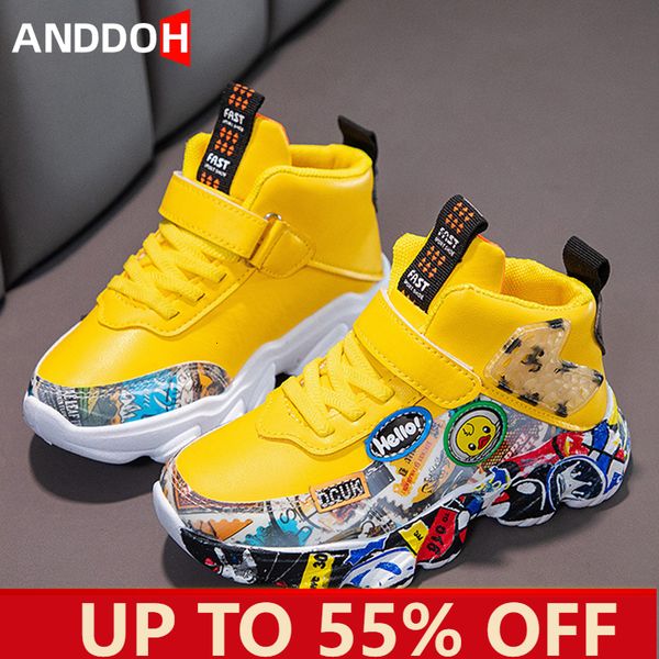 

sneakers size 26 36 children sports for girls kid cartoon graffiti pattern casual shoes boys basketball shoe chaussures de sport 230106, Black;red