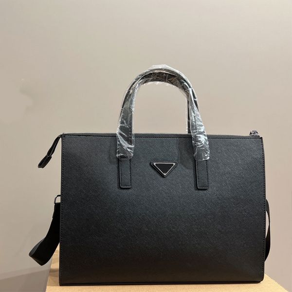 

briefcases bag crossbody totes bag shoulder solid handbag purse triangle hardware genuine leather letters detachable strap large capacity in
