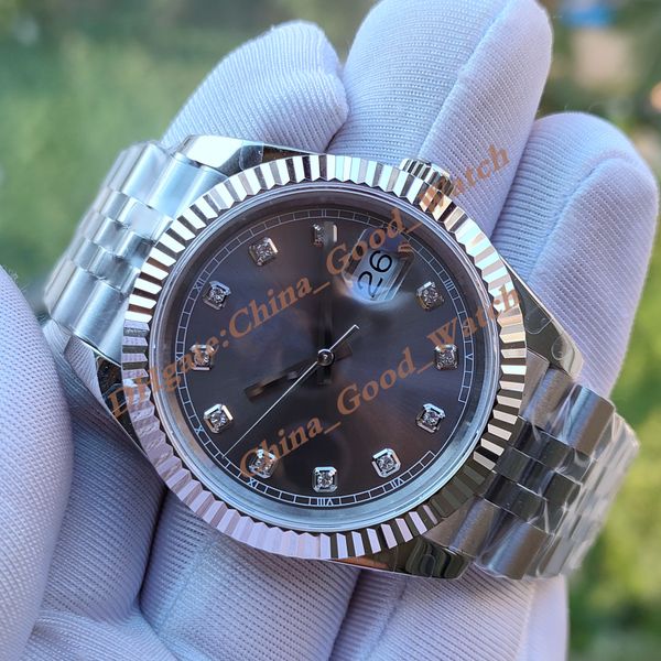 

41mm watches of men's grey diamond green mint dial bp factory automatic movement wimbledon watch men bp jubilee strap sapphire diving l, Slivery;black