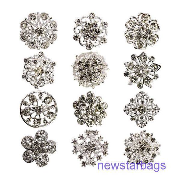 

factory outlet wholesale brooches alloy diamond brooch electroplated women's brooch holding flower wedding pin, Gray