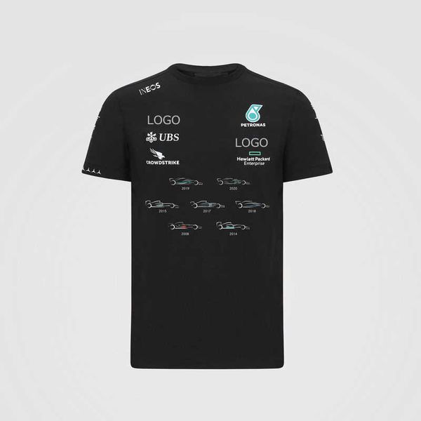 

2023 f1 team formula one t shirt men's hamilton 7 crown round collar tee motor racing car short sleeve uniform casual, White;black