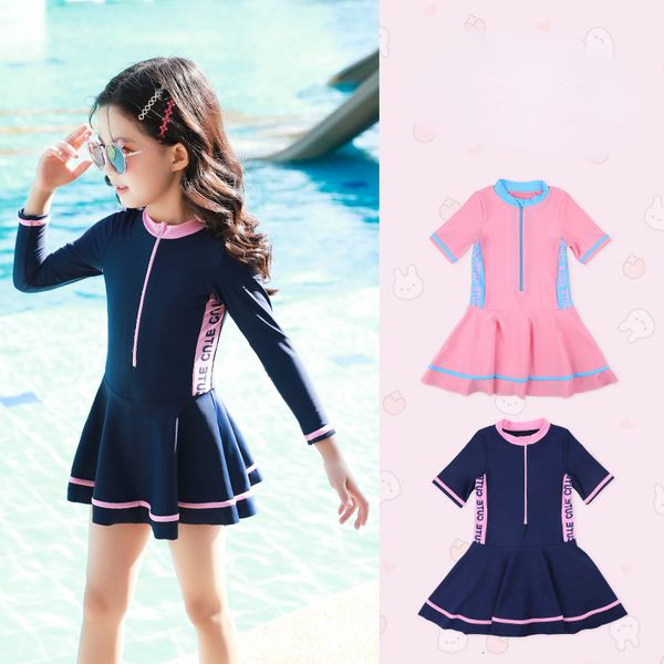 

s girls swimwear baby girl bathing suit boxers two piece swimming skirt long sleeved fashion swimsuit boutique kids clothing 230106, Black