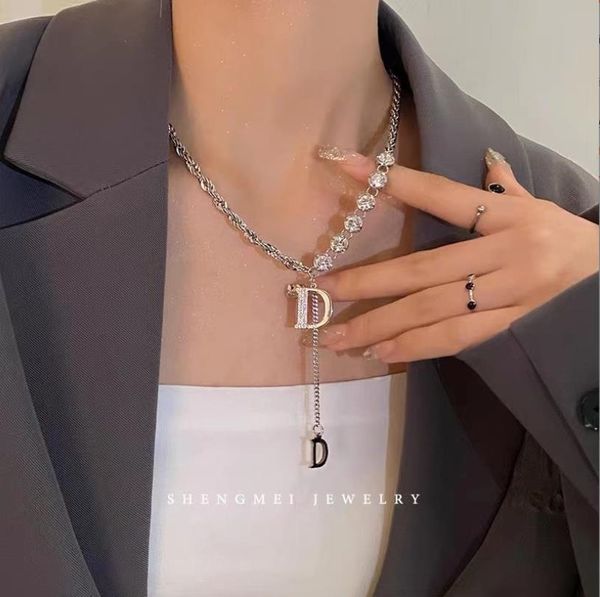 

titanium steel necklace heart fine jewelry letter d pendant necklaces silver color nice gift for women charm jewelry