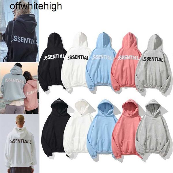 

hoodie jacket double line essentials reflective letters plush hoodie coat trend, Black;brown
