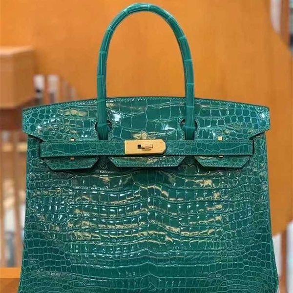 

bags 7a women's herme birkin grade first all crocodile manual leather womens bag hcp shiny inverted v bay porosus emerald green 4zrp