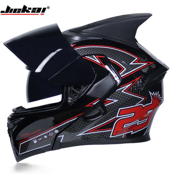 

motorcycle helmets the selling dual-lens full-face motorcycle helmet can flip modular capacetes high-quality dot certification jiekai-902 01