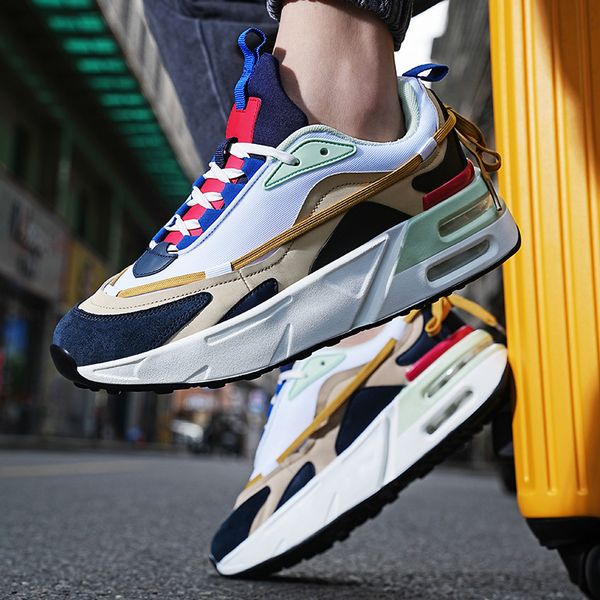 

dress shoes allmatch running men air cushioning jogging thick sole sneakers gym athletic sport zapatillas de deporte 230105, Black