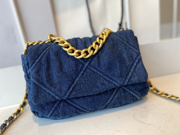 

designer 19 bags women fashion denim tote purse crossbody metal chain flap shoulder bags evening handbags