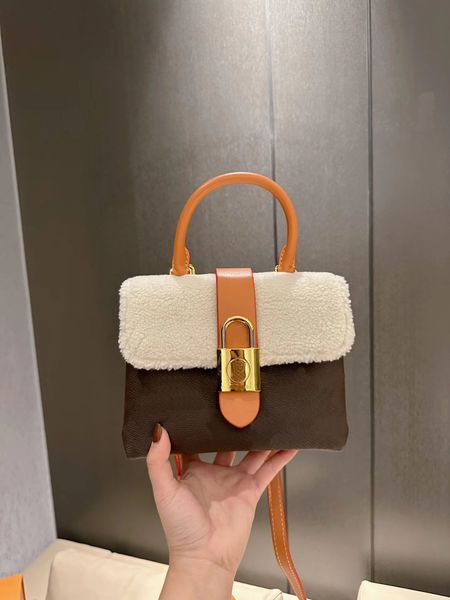 

designer lockybb diagonal bag handbag cross body with gold padlock lock letter flower pattern.