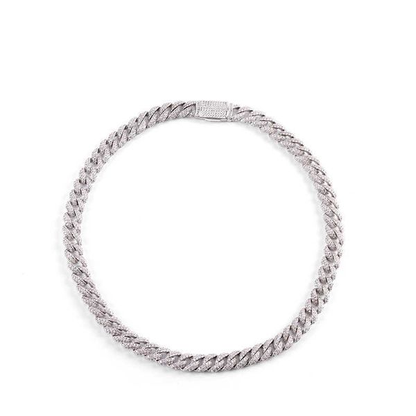 

new micro-encrusted diamond 10mm arc necklace hip hop cuban link chain, Silver