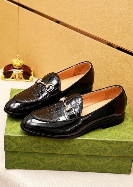 

new 2023 men formal dress shoes gentlemen slip on office flats brand fashion designer business loafers male genuine leather oxfords size 38-, Black